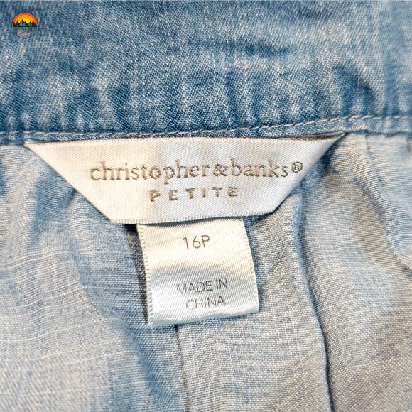 Christopher & Banks A-Line Skirt Blue Denim Button Front Women's Plus Size 16P - Picture 5 of 9